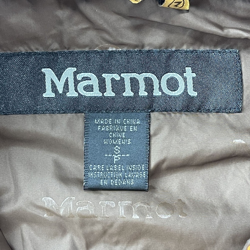 Marmot Womens S Quilted Full Zip Vest Mustard Yellow Black Stretch Side Panels - Picture 3 of 11